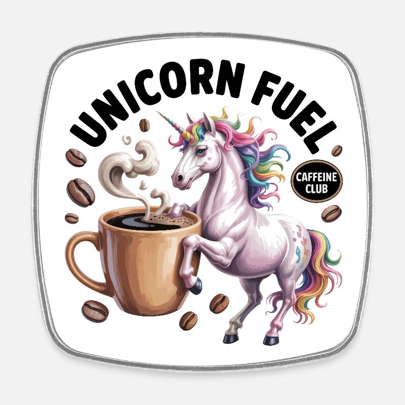 Unicorn Fuel Coffee Magic - Square fridge magnet - white