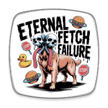 Eternal Fetch: Doppel-Totenkopf-Zungenhund - Viereckiger Kühlschrankmagnet - Weiß - Vorne