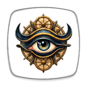 Steam Eye with Wheels - Square fridge magnet - white - Front