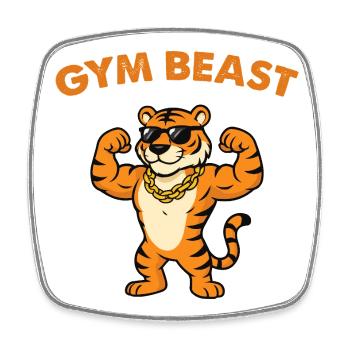 Gym Beast Tiger avec lunettes de soleil - Magnet carré - blanc - Devant