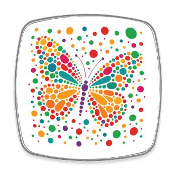 Spotty Butterfly T-Shirt – Colourful Dotted Dots - Square fridge magnet - white - Front
