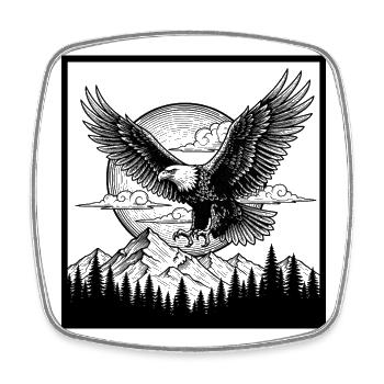 Eagle in a swoop - Square fridge magnet - white - Front