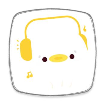 Duck with Headphones - Square fridge magnet - white - Front