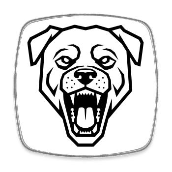 Geometrischer Rottweiler - Bedrohlicher Hund Logo - Viereckiger Kühlschrankmagnet - Weiß - Vorne