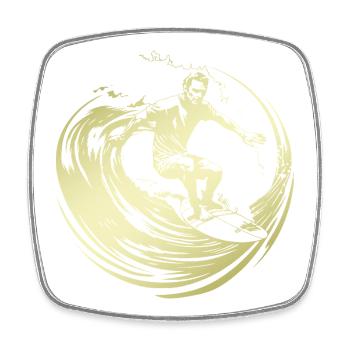 Surfer Silhouette Surfing - Square fridge magnet - white - Front