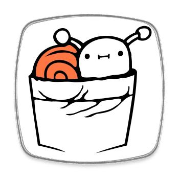 Schnecke Brusttasche Hemdtasche Tasche unterwegs - Viereckiger Kühlschrankmagnet - Weiß - Vorne