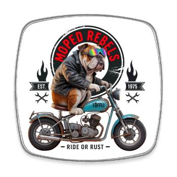 Bulldog Rebel Moto - Magnet carré - blanc - Devant