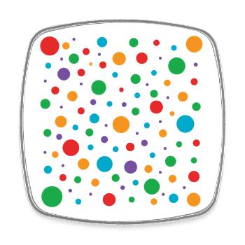 Spotty Colorful Dot Spots Mosaic on Black - Square fridge magnet - white - Front