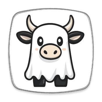 Cow Halloween Ghost - Square fridge magnet - white - Front