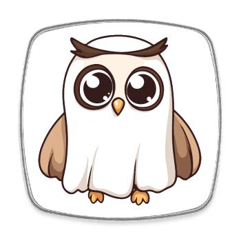 Owl Halloween Ghost - Square fridge magnet - white - Front