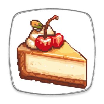 Pixel Käsekuchen mit Kirsche - Viereckiger Kühlschrankmagnet - Weiß - Vorne