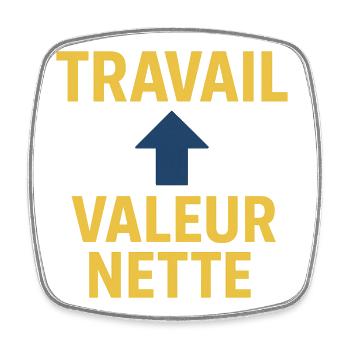 Arbeit ↑ Vermögen – Motivational Finance & Business - Viereckiger Kühlschrankmagnet - Weiß - Vorne