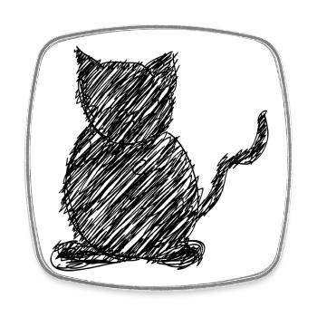 Katze Scribble Zeichnung Tier Geschenk - Viereckiger Kühlschrankmagnet - Weiß - Vorne