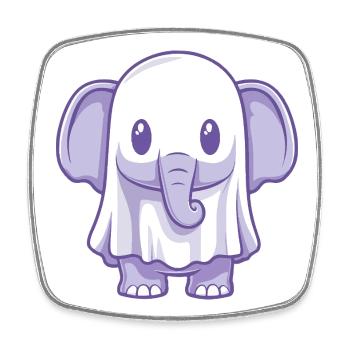 Éléphant Halloween Fantôme - Magnet carré - blanc - Devant