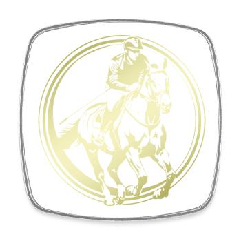 Silhouette de cheval d’équitation - Magnet carré - blanc - Devant
