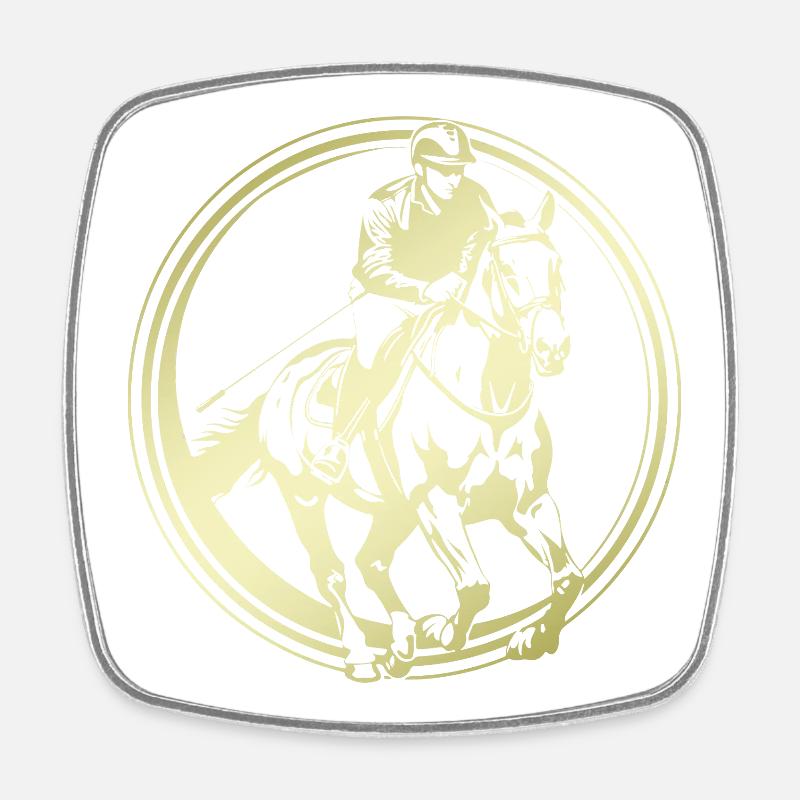 Silhouette de cheval d’équitation - Magnet carré - blanc
