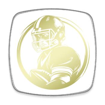 Silhouette de football américain - Magnet carré - blanc - Devant