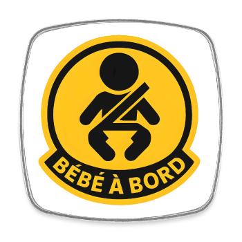 Bébé à Bord Jaune Badge - Magnet carré - blanc - Devant