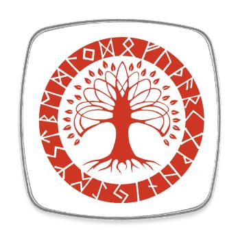 Arbre runique rouge - Magnet carré - blanc - Devant