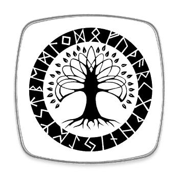Arbre Runique noir - Magnet carré - blanc - Devant