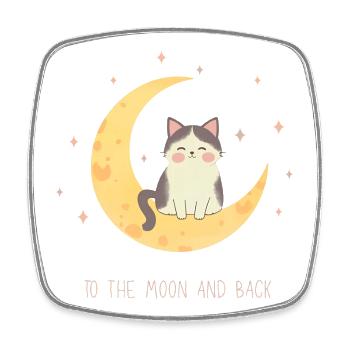 Sweet Cat on Moon – To the Moon and Back - Square fridge magnet - white - Front