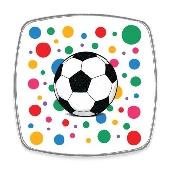 Spotty shirt Soccer Ball with Colourful Confetti - Square fridge magnet - white - Front