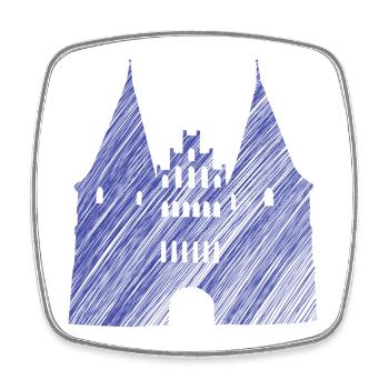 Lübeck Landmark Blue | Scribble Look - Square fridge magnet - white - Front
