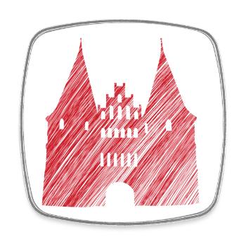 Holstentor Lübeck Rot - Viereckiger Kühlschrankmagnet - Weiß - Vorne