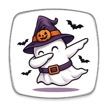 Dabbing Ghost with Witch Hat – Halloween Shirt - Square fridge magnet - white - Front