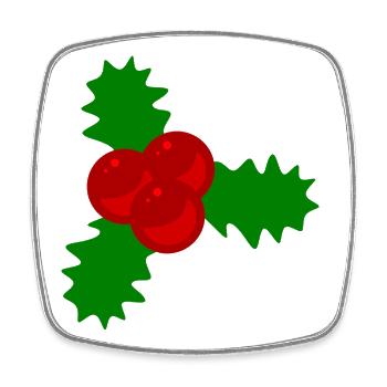 Stechpalmen Beeren Weihnachtsmotiv - Viereckiger Kühlschrankmagnet - Weiß - Vorne