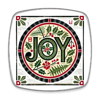 Joy Rondell Stechpalme Kranz - Viereckiger Kühlschrankmagnet - Weiß - Vorne