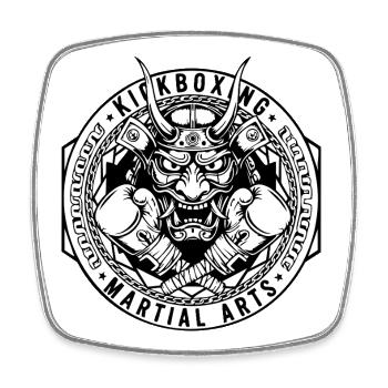 Kickbox Emblem Dämonenmaske - Viereckiger Kühlschrankmagnet - Weiß - Vorne