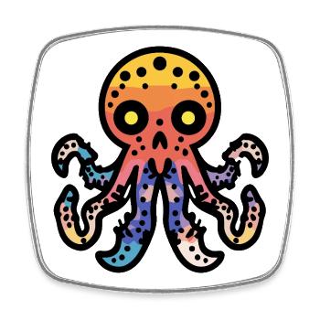 Oktopus Halloween Comic Lustig - Viereckiger Kühlschrankmagnet - Weiß - Vorne