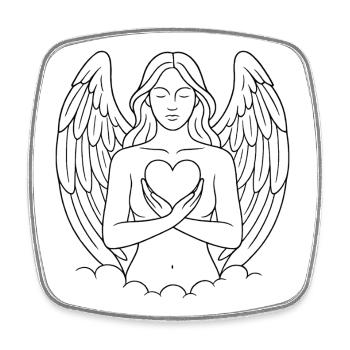 Angel Heart Silhouette - Spirit & Soul - Square fridge magnet - white - Front
