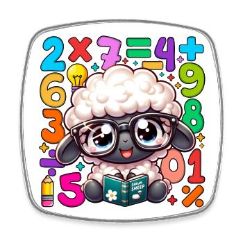 Number Day Sheep Scholar Reading Math - Square fridge magnet - white - Front