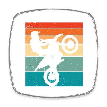 Motocross Retro Motorsport - Square fridge magnet - white - Front