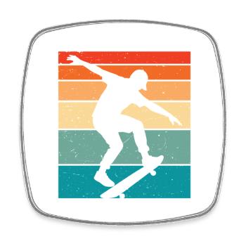 Skater Skaten Kinder Skateboarder - Viereckiger Kühlschrankmagnet - Weiß - Vorne