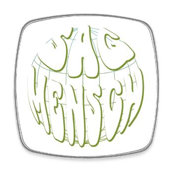 Globale Retro Typo Neon Grün - Sag Mensch - Viereckiger Kühlschrankmagnet - Weiß - Vorne