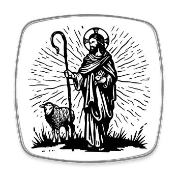 Good Shepherd Illustration - Viereckiger Kühlschrankmagnet - Weiß - Vorne