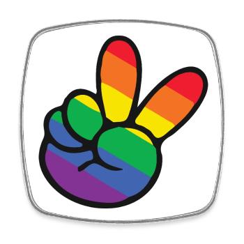 Regenbogen Peace Zeichen Hand - Viereckiger Kühlschrankmagnet - Weiß - Vorne