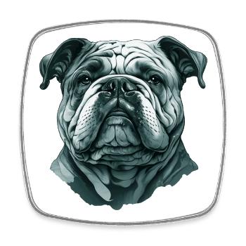 Bulldog Dog Portrait bulldog - Square fridge magnet - white - Front