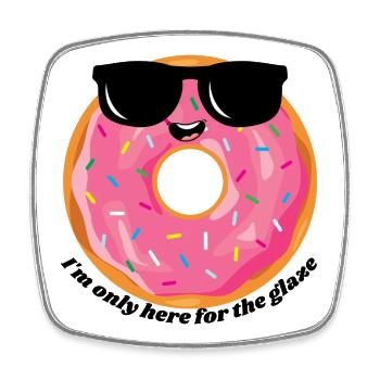 Beignet rose avec lunettes de soleil - Magnet carré - blanc - Devant