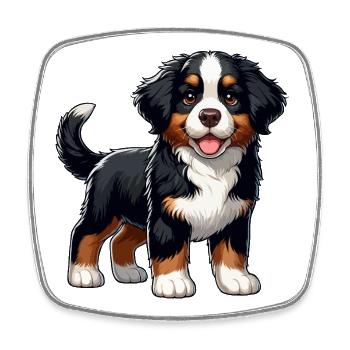 Bouvier Bernois chiot doux - Magnet carré - blanc - Devant
