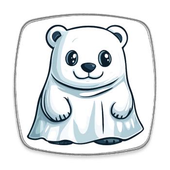 Eisbär Halloween Geist - Viereckiger Kühlschrankmagnet - Weiß - Vorne