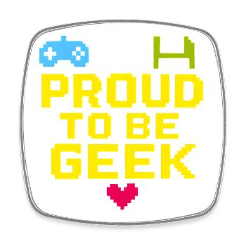 Stolzer Retro-Pixel-Geek - Viereckiger Kühlschrankmagnet - Weiß - Vorne