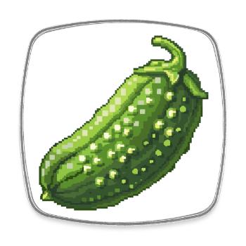 Pixelgurke Retro Grün - Viereckiger Kühlschrankmagnet - Weiß - Vorne