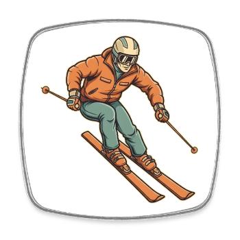 Style de skieur Viintage - Magnet carré - blanc - Devant