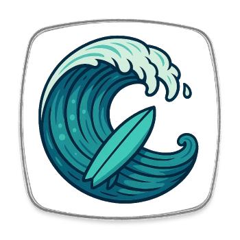 Surf Welle – Retro Surfbrett Design - Viereckiger Kühlschrankmagnet - Weiß - Vorne