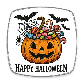 Halloween Kürbis Süßigkeiten Kinder Shirt - Viereckiger Kühlschrankmagnet - Weiß - Vorne
