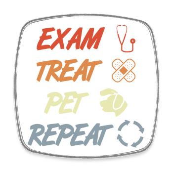 Exam Treat Pet Repeat - Viereckiger Kühlschrankmagnet - Weiß - Vorne
